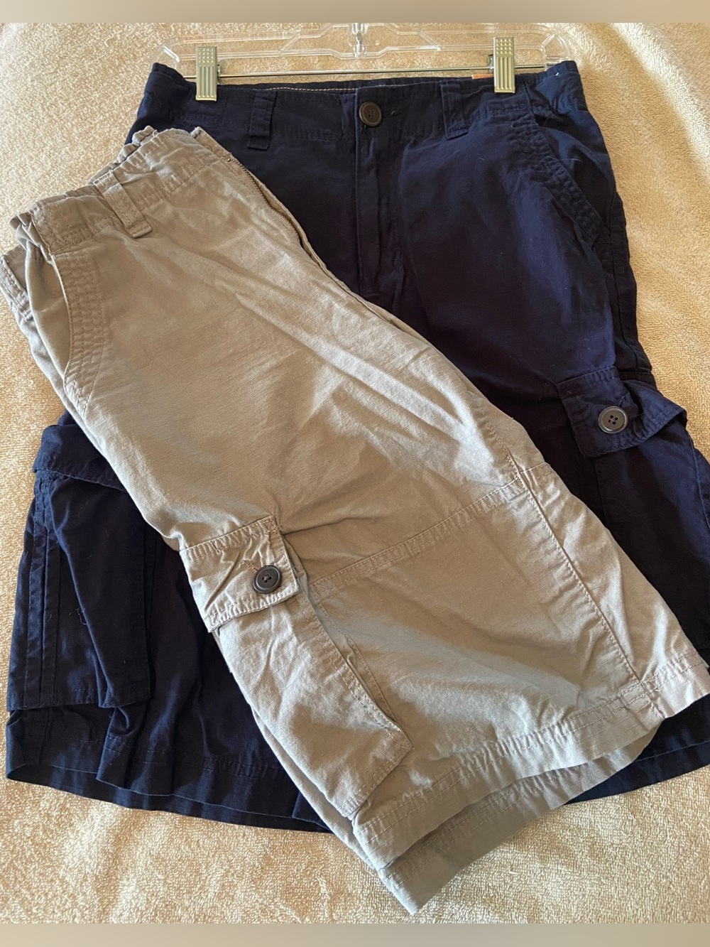 2 pairs of Cargo Men's Dark Navy Blue and Tan  Cargo Shorts
